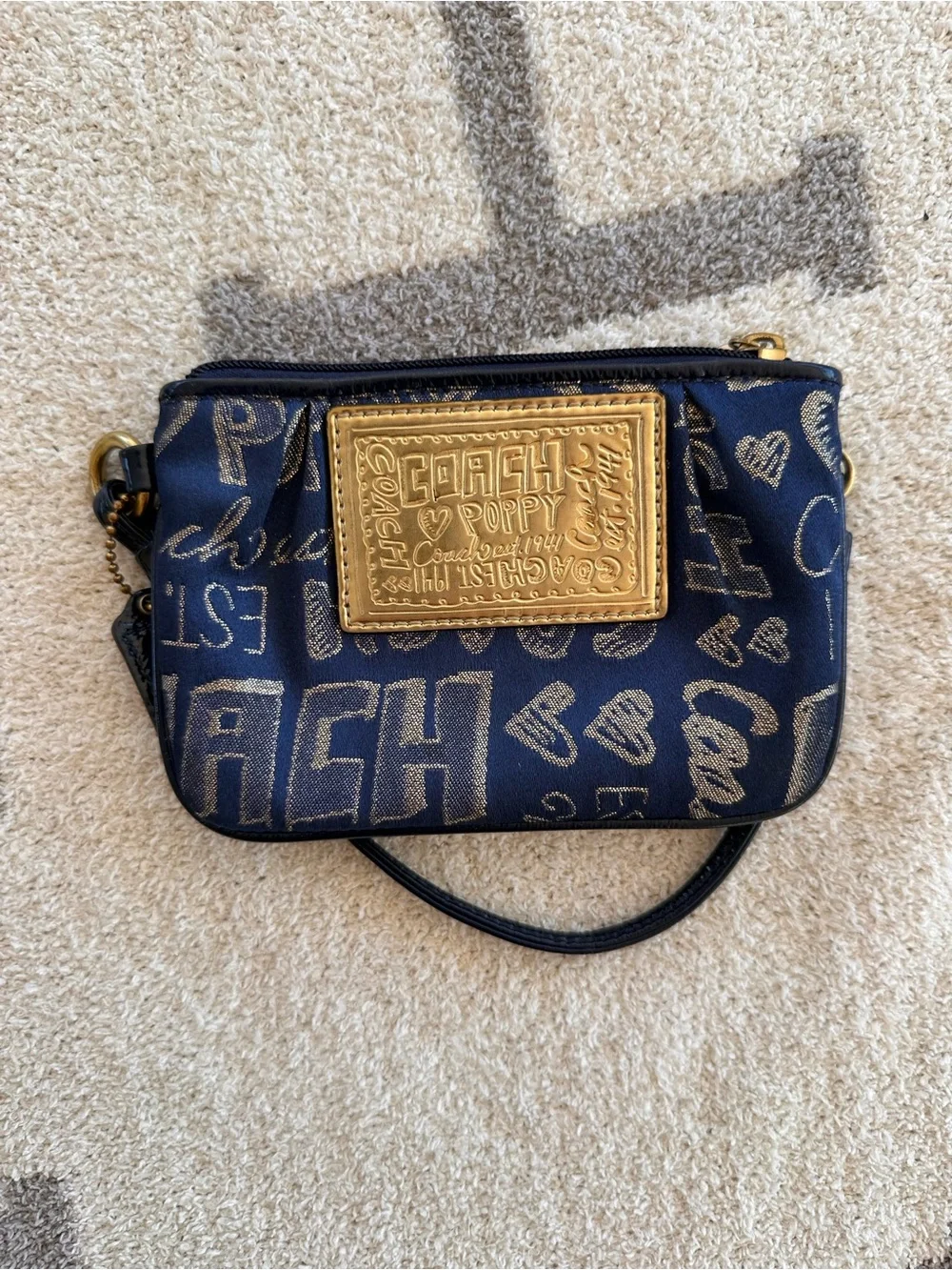Navy Graffiti Wristlet poppy coach vintage y2k